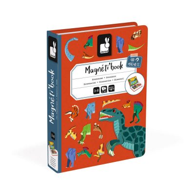 Magnetibook kutija sa magnetima - Dinosaurusi Sve je upakovano u praktičnu kutiju u obliku knjige. Pomaže deci da razviju maštu i finu motoriku.