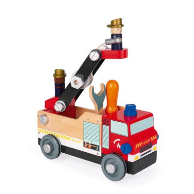 Ako zvuk sirena redovno odjekuje iz vašeg doma onda će vaši mališani zavoleti i ovo atraktivno,vatrogasno vozilo!Ova drvena igračka 2 u 1 oduševiće klince.